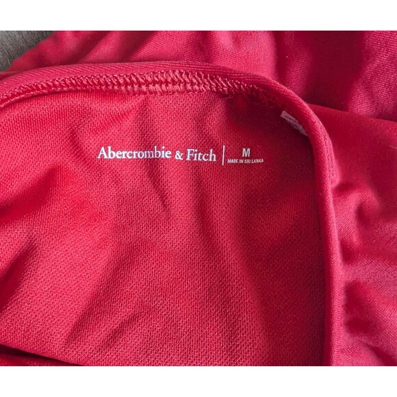 Abercrombie & Fitch Red Plunge One-Piece Swimsuit Cutout Size M - Picture 2 of 4